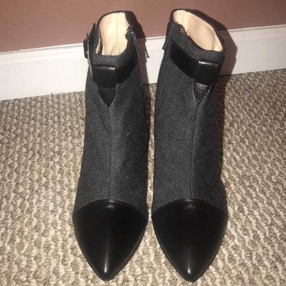 Claudia ciuti black real leather and gray wool booties made in italy size 9 - Picture 2 of 5
